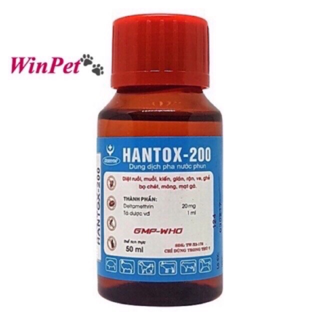 HANTOX 200-50ml ĐẶC TRỊ VE CHÓ, BỌ CHÉT,BỌ CHÓ