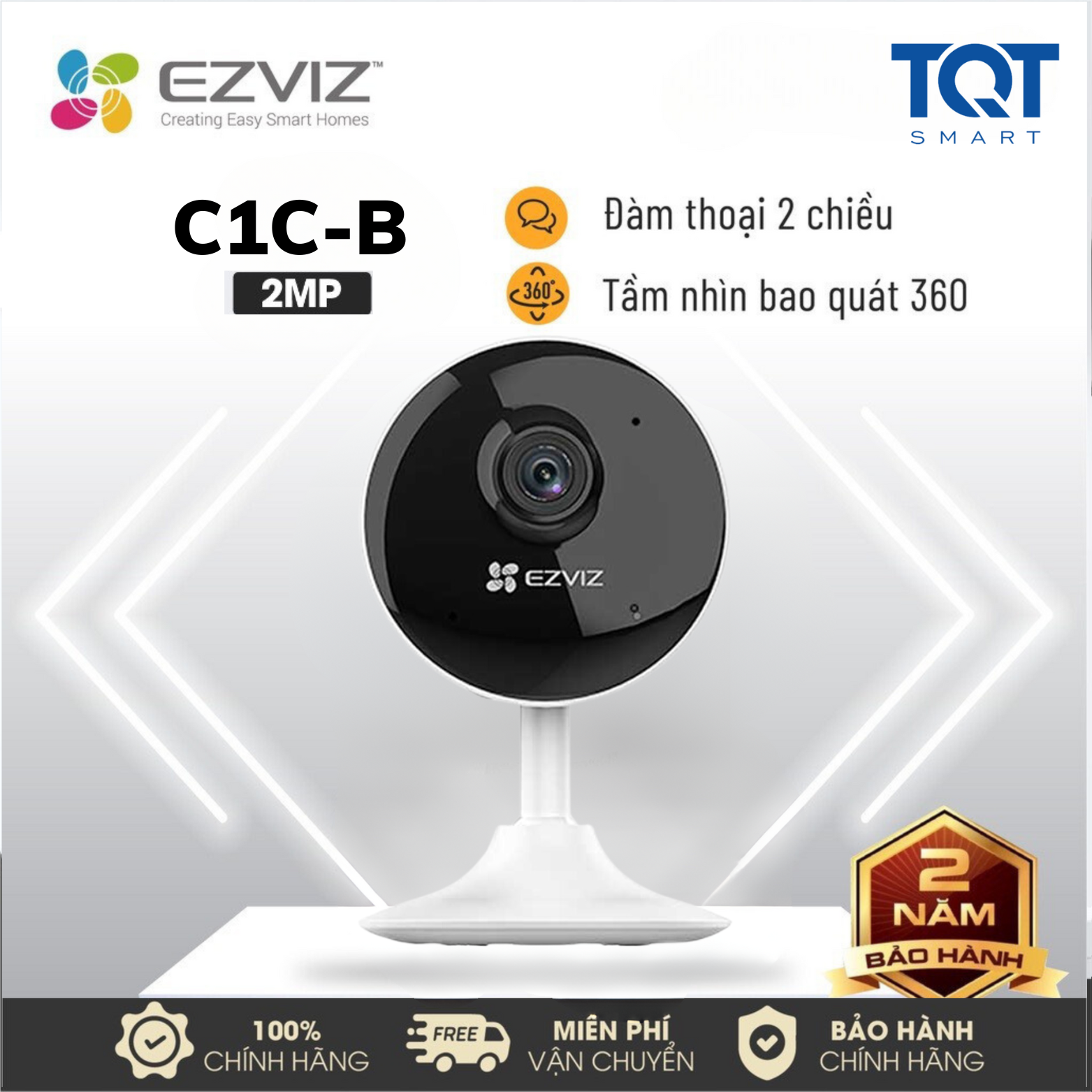 [HOÀN TIỀN] Camera IP/Wifi Ezviz C1C-B 2MP - Cảnh Báo Tức Thời,Trò Chuyện Hai Chiều, Thu Phóng Tối Đa Tám Lần - TQT SMART