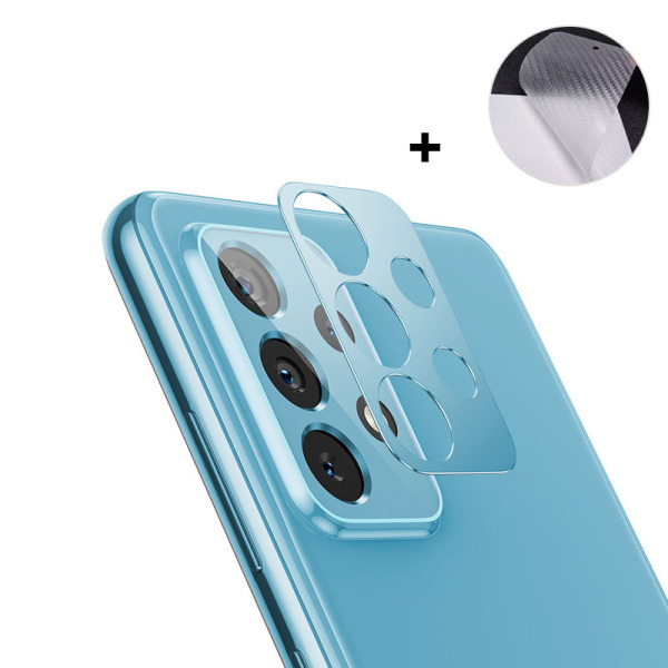 2 in 1 Metal Lens Cover + Carbon Fiber Skin Protector Sticker for Samsung Galaxy A52 A72 4G 5G Protective Ring Camera Len Guard Film Anti-scratch