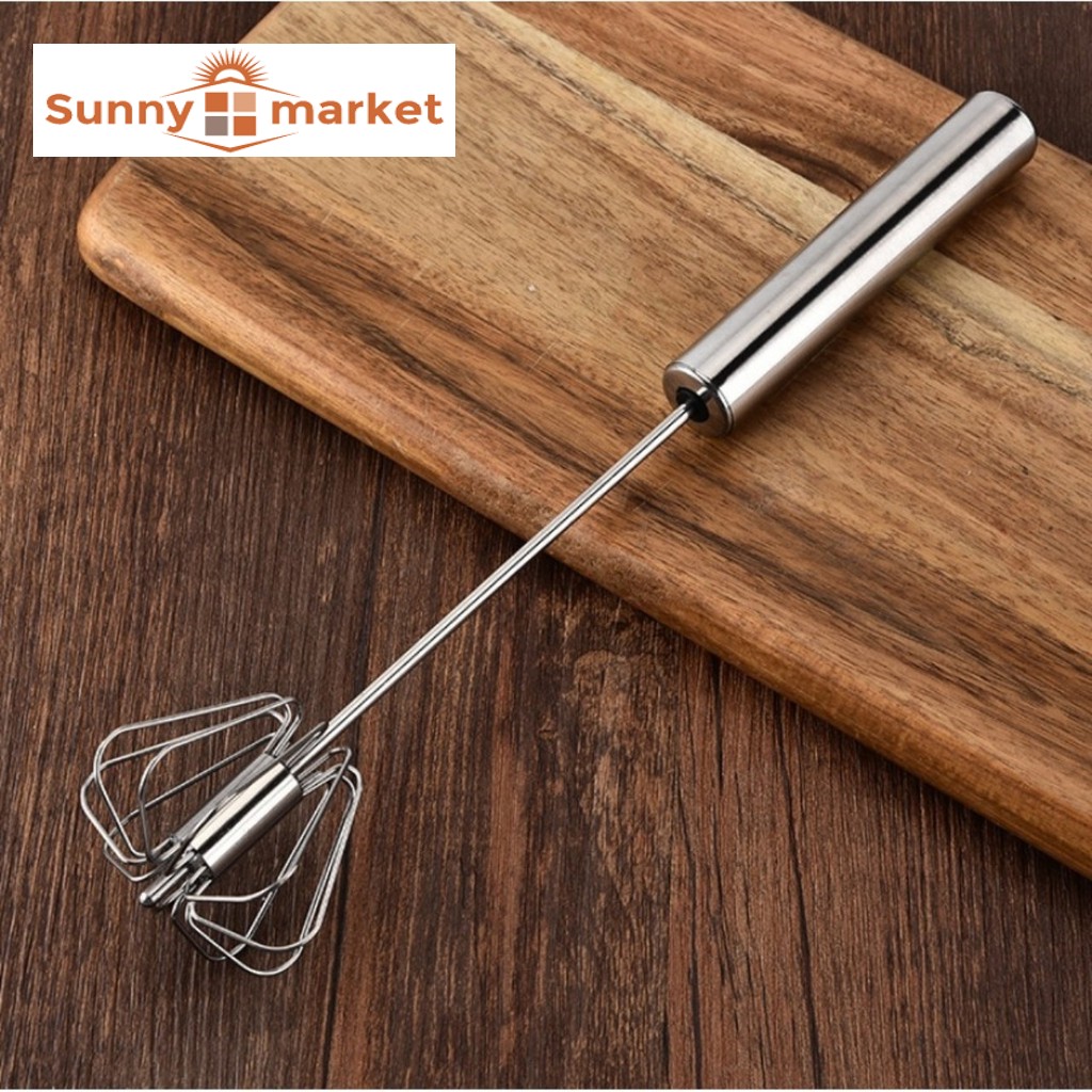 Dụng cụ đánh trứng cầm tay inox bán tự động loại 10inch, cây tạo bọt sữa cà phê