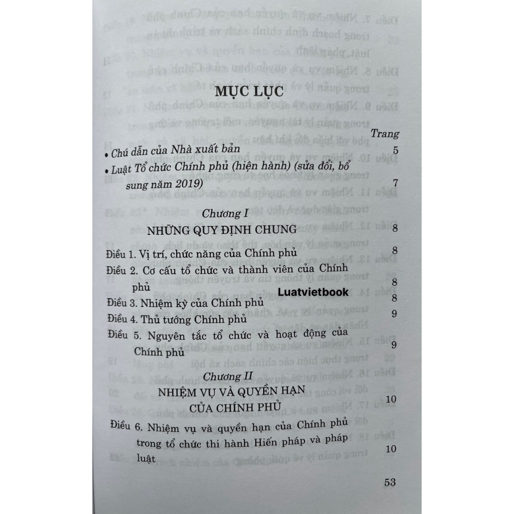 Luật Tổ Chức Chính Phủ ( sửa đổi, bổ sung năm 2019, 2023)