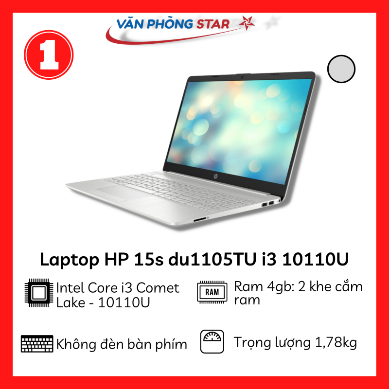 Laptop HP 15s du1105TU i3 10110U/4GB/256GB (2Z6L3PA) Chính hãng bảo hành 12 tháng