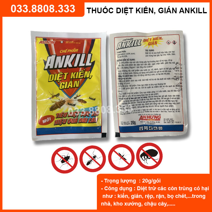 [Chính hãng] Chế phẩm Ankill diệt kiến gián côn trùng gói 20gram