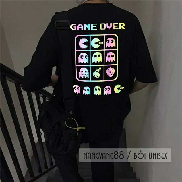 [HCM]Áo thun TAY NGẮN phản quang 7 màu Game Over (CHỤP FLASH)(TAY LỠ IB)
