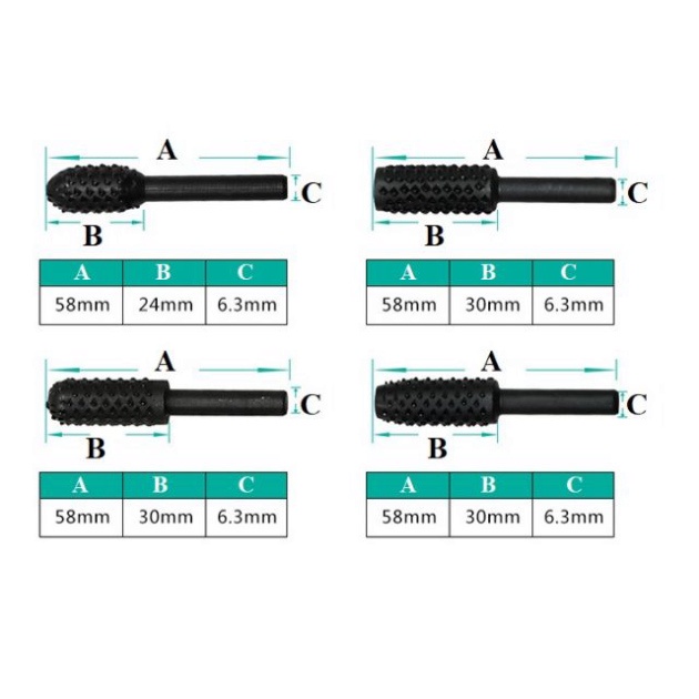Bộ 10 mũi mài gỗ lũa bon sai cốt 6.35mm