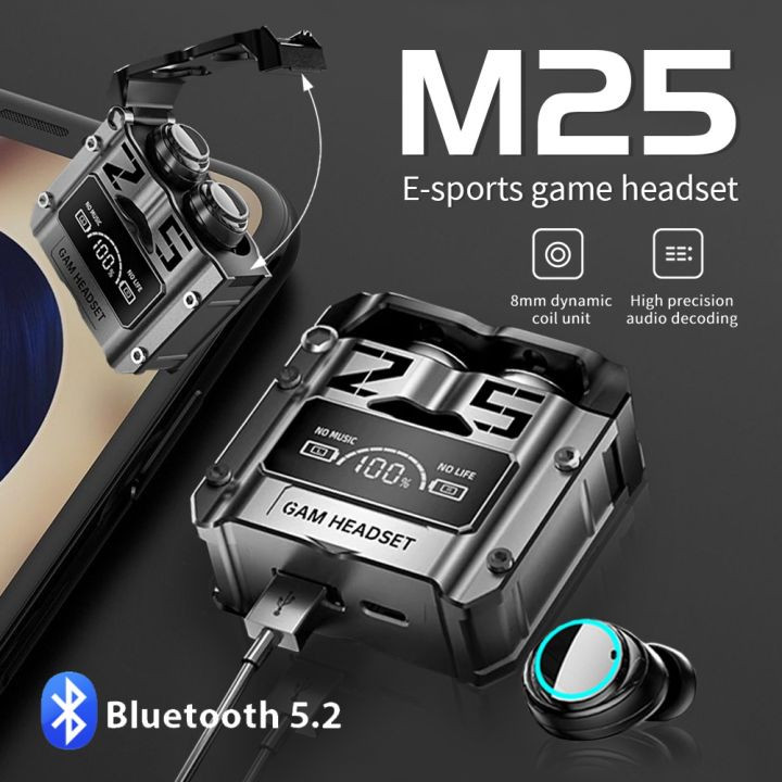 Tai Nghe Nhét Tai Gaming M25 TWS , Tai Nghe Bluetooth Gaming M25 , Màn Hình Led , Âm Thanh HIFi Giảm Ồn ENC , Bluetooth 5.2 , Độ Trễ Cực Thấp