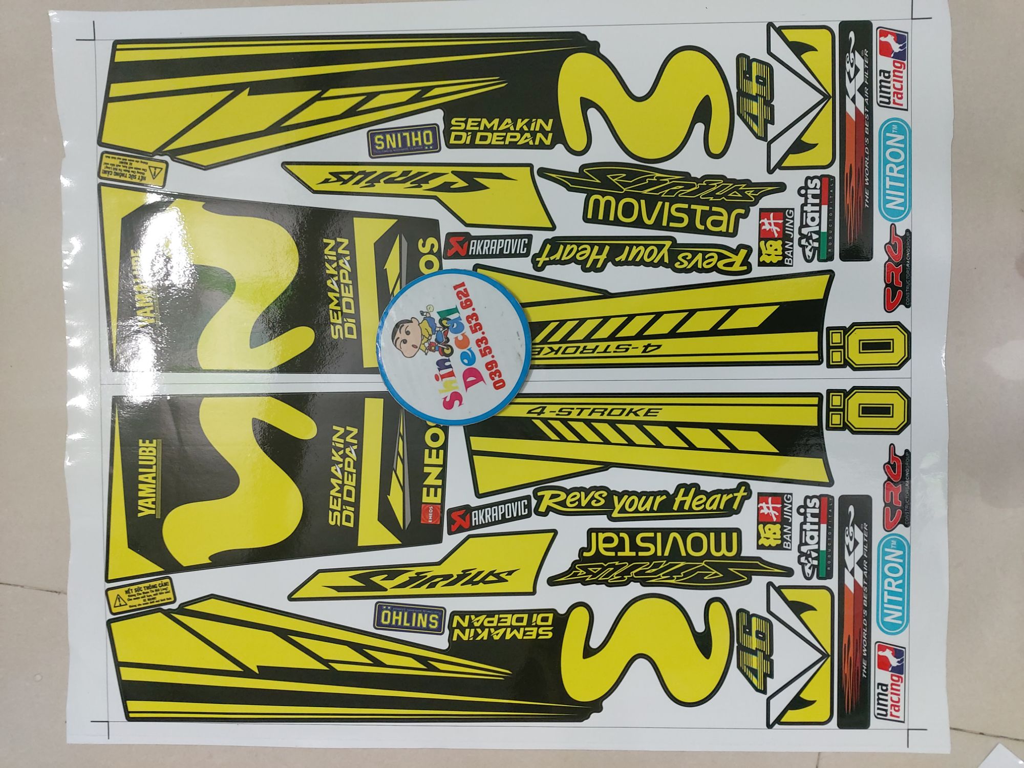 [HCM]Tem xe sirius xăng cơ movistar vàng đen