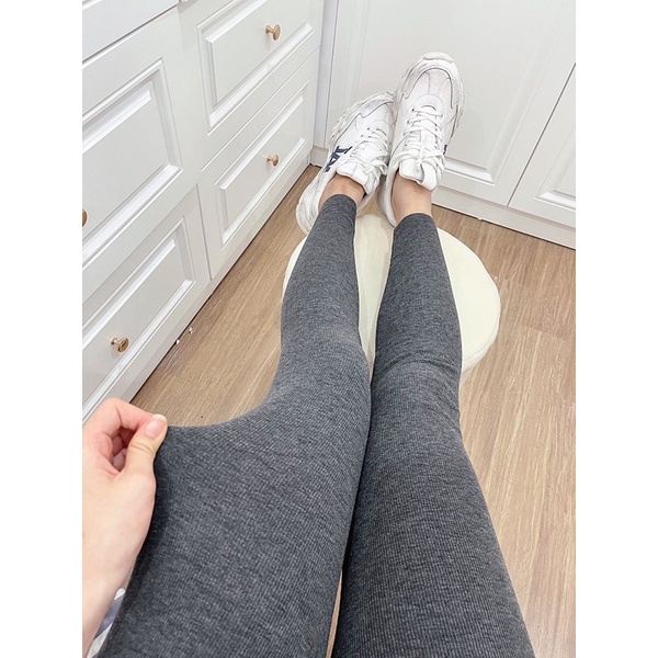 Quần legging thun tăm lót lông siêu co giãn cạp cao