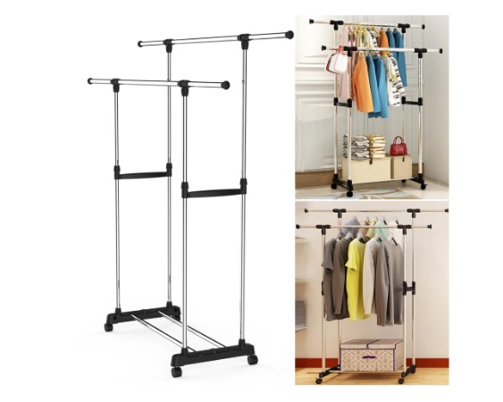 Giàn phơi quần áo đôi lắp ráp 2 tầng inox cao cấp