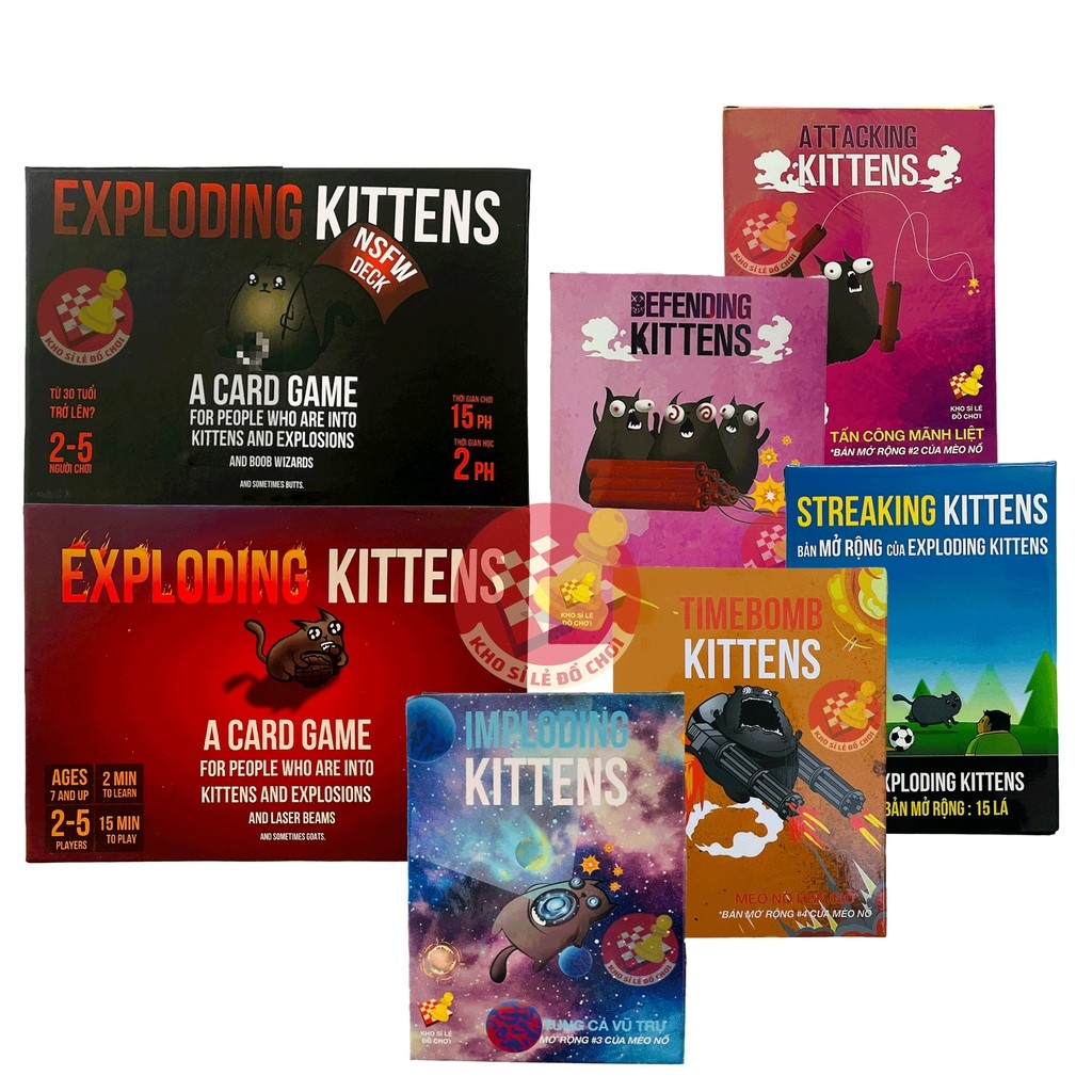Combo Mèo Nổ - 5 Bản Mèo Nổ Mở Rộng (Tiếng Việt) - Boardgame Exploding Kittens