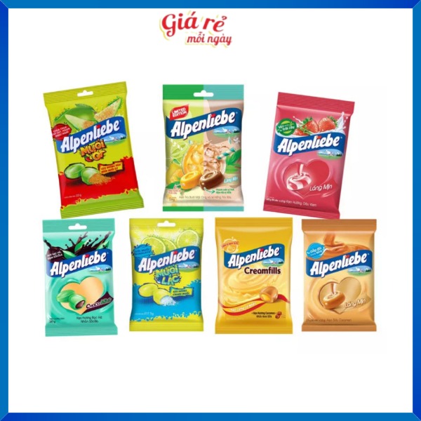 [COMBO 2 GÓI] Kẹo mềm Alpenliebe gói 87.5g chanh dây hạt chia, dâu kem, sữa, nhiều vị banhkeogiare
