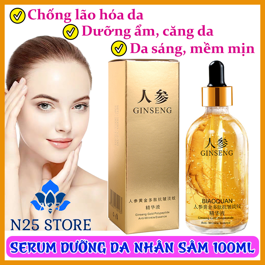 [NHÂN SÂM] Serum Dưỡng Da, Phục Hồi Da Nhân Sâm BIAOQUAN Ginseng Gold Polypeptide 100ML – Giúp Dưỡng Ẩm, Trẻ Hóa Da, Làm Da Mặt Căng Bóng, Mịn Màng, Chống Lão Hóa