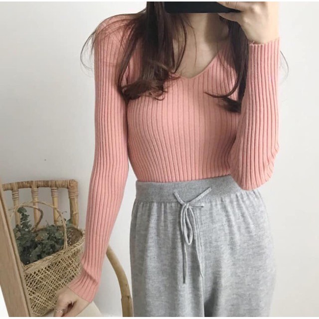 Áo len LÔNG CỪU CỔ TIM mềm mại