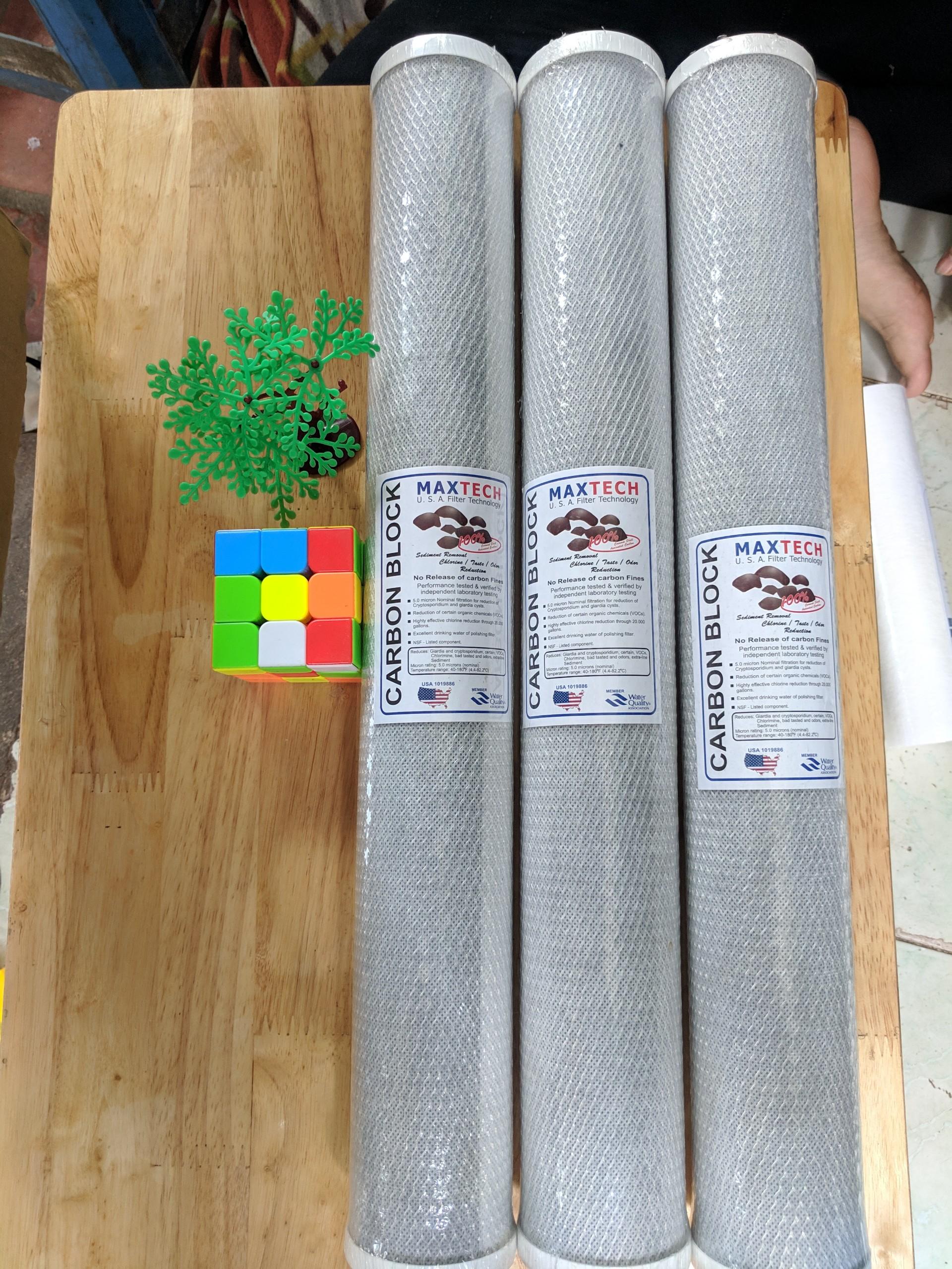 Bộ 3 lõi lọc nước số 3 cto dạng than nén 20 inch chuẩn usa