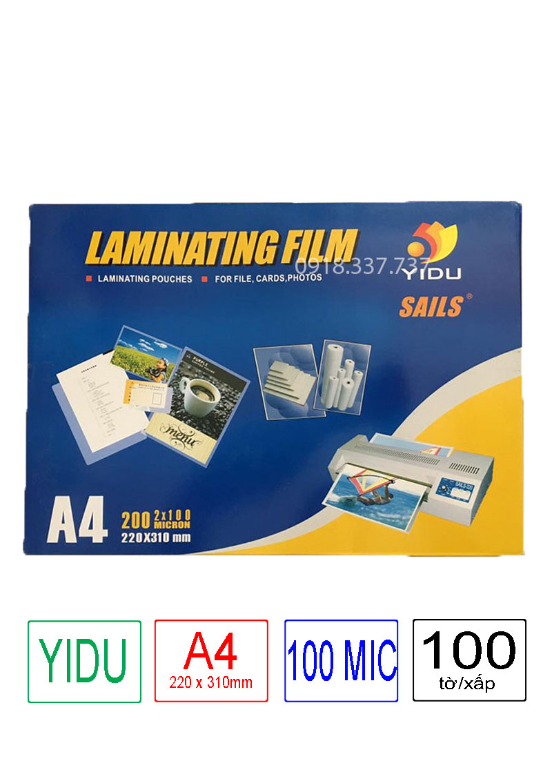 Màng ép plastic chính hãng yidu a4 100 mic,125mic và 150 mic