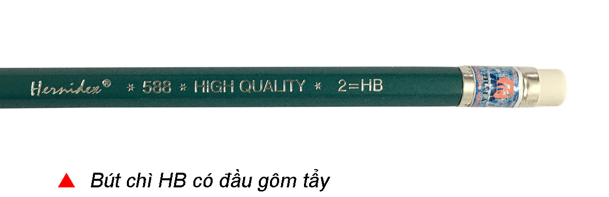 Bút chì gỗ Hernidex 588 HIGH QUALITY HB có tẩy tẩy (HDPC588-HB)