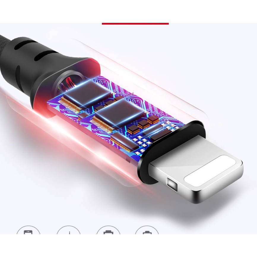 Cáp sạc dây dù Hoco X14 chính hãng dài 2m Lightning iPhone - Type C - Micro USB màu đen - cj7tech