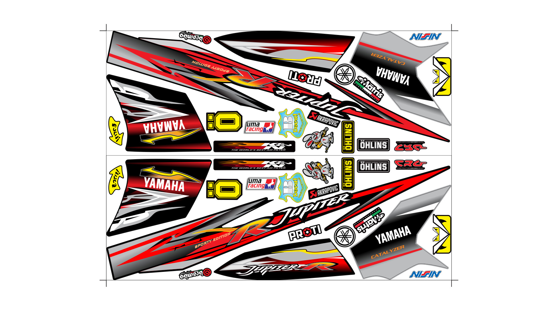 Tem xe jupiter R đỏ đen sản phẩm như hình