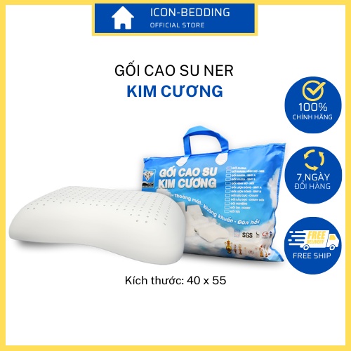 Gối cao su thiên nhiên - cao su ner kim cương , nâng đỡ êm ái - cao cấp, chính hãng - by icon-bedding