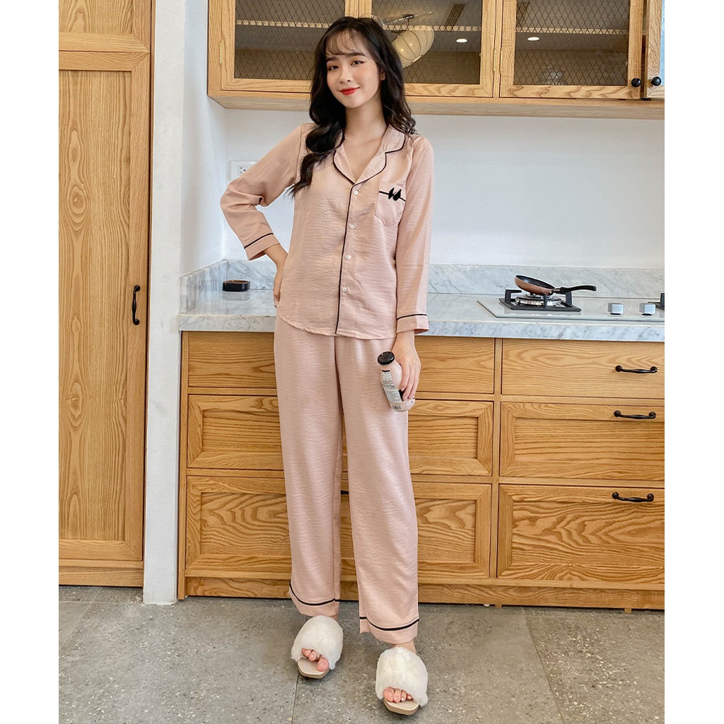 [TẾT YÊU THƯƠNG] [Bộ Đồ Ngủ Lụa Satin ] Set Bộ Lụa Satin Nơ Tay Dài Quần Dài-Đồ Bộ Mặc Nhà.