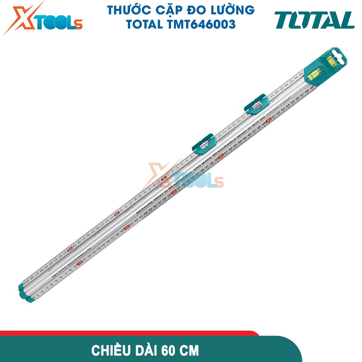 Thước cặp đo lường TOTAL TMT646003 chiều dài 60cm, thước nhôm 2 nút trượt dễ đọc, cấu trúc tam giác mạnh mẽ  XTOOLs