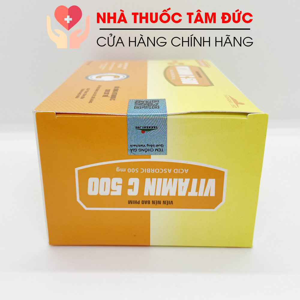 Viên uống VITAMIN C 500 tăng cường sức đề kháng tăng sức khỏe - Hộp 100 viên