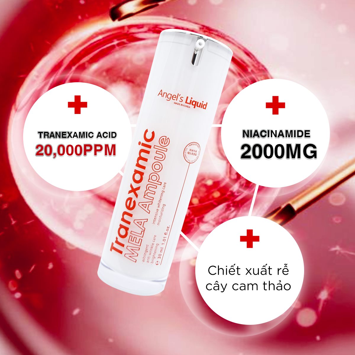 Tinh Chất Xoá Thâm Đỏ Mờ Sạm Nám Angel's Liquid Tranexamic Mela Ampoule 30ml