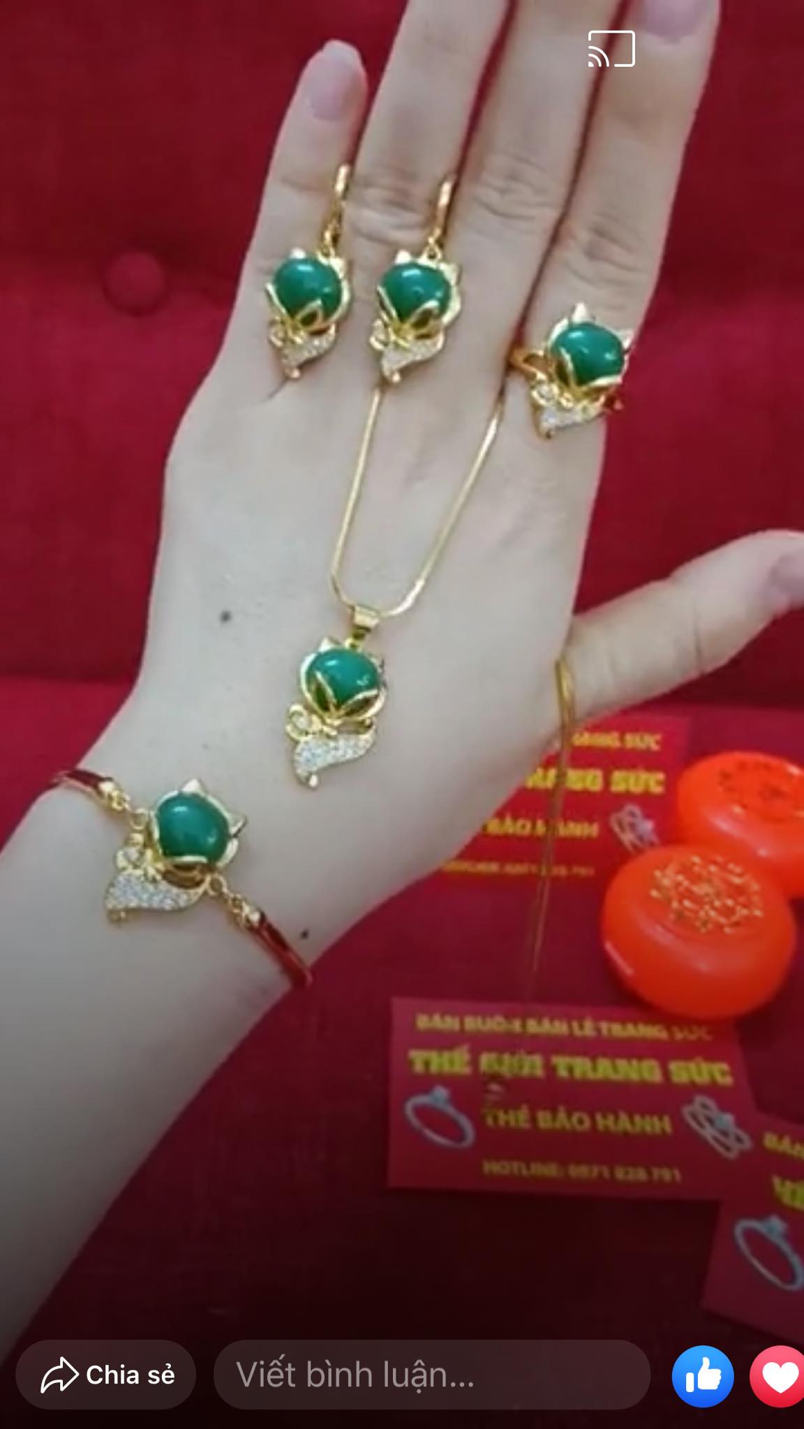Bộ trang sức hồ ly đá xanh