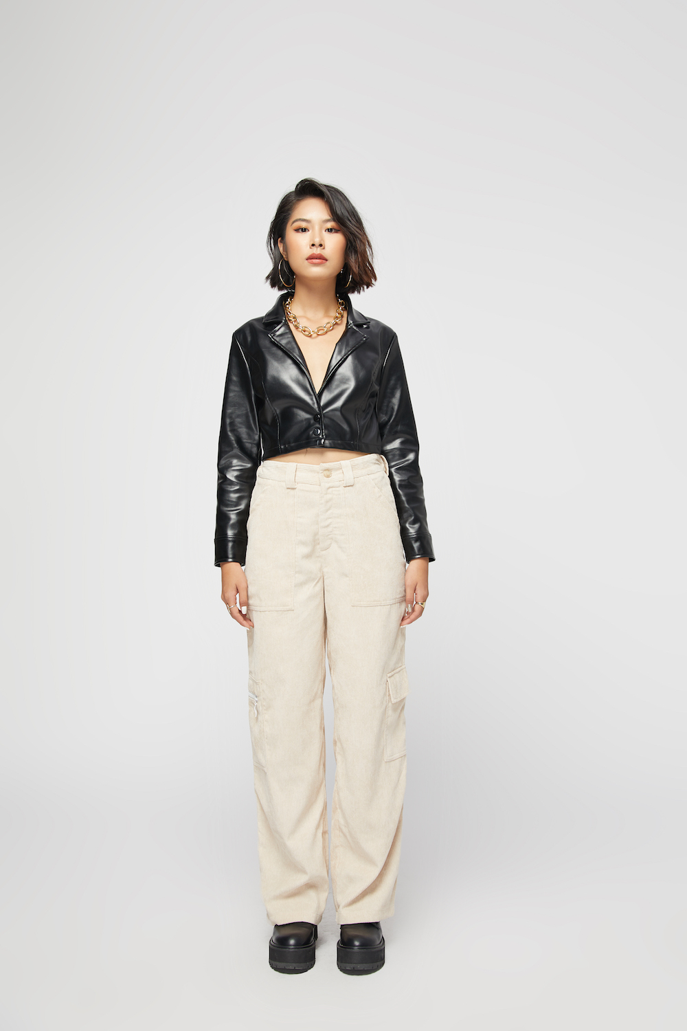 Áo khoác blazer da lửng BLMDE