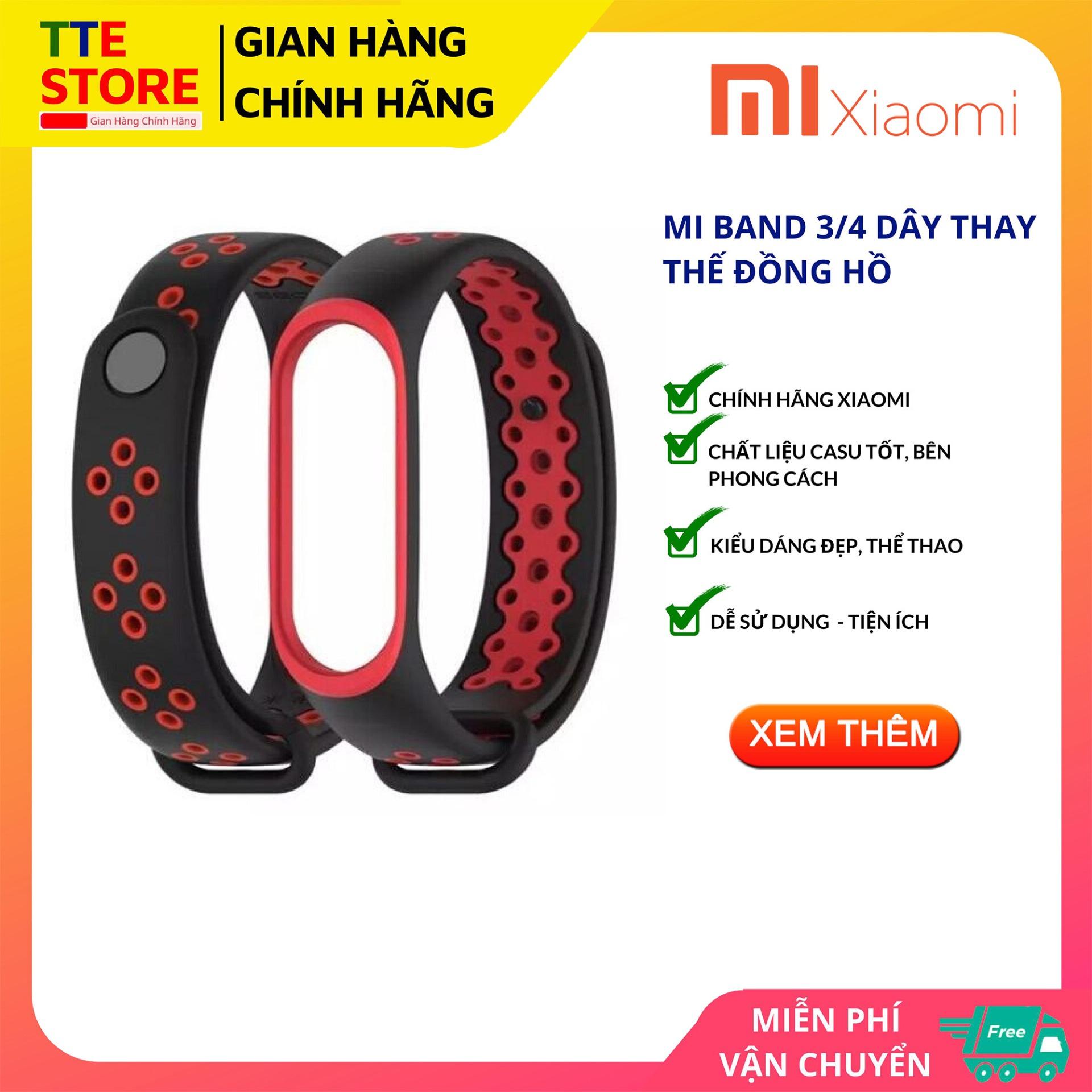 MI BAND 3/4 Dây Thay Thế Đồng Hồ - Màu Đen Đỏ