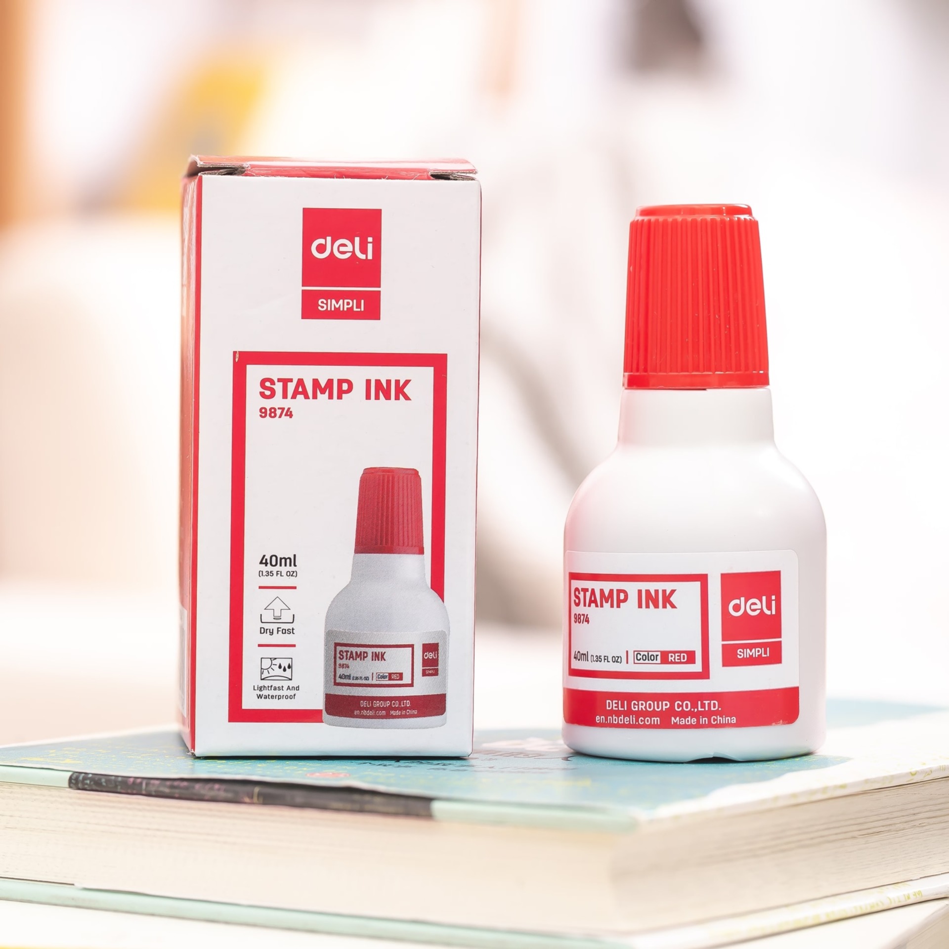 Mực dấu 40ml Deli, Đỏ - E9874