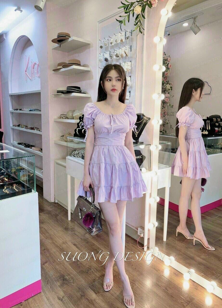 ( SALE SẬP SÀN) SET KATE LỤA ÁO NHÚN TAY BỒNG CHÂN VÁY XÒE