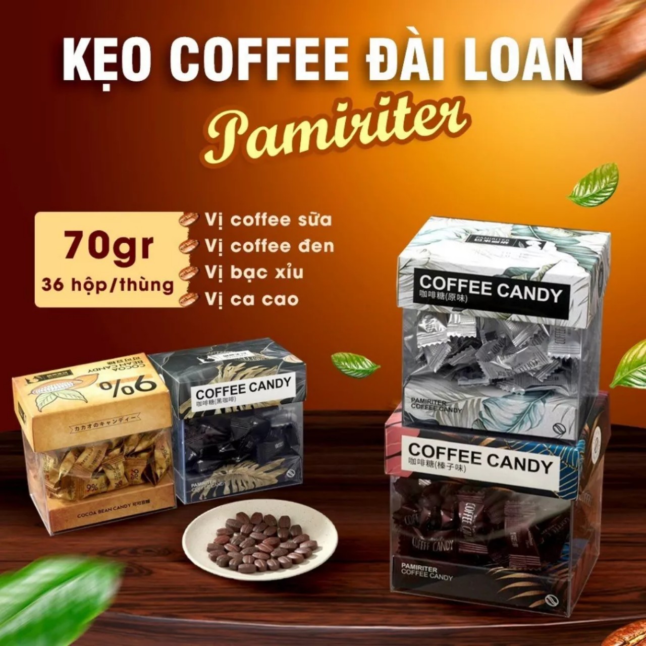 Kẹo Cà phê Coffee Candy Pamiriter 70g Đài Loan