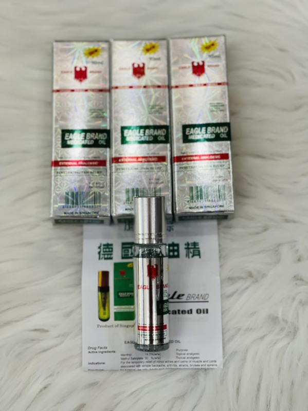 Dầu Gió dạng lăn Con ó Trắng Singapore Eagle Brand Medicated 10ml (NEW) – Loại nhập khẩu