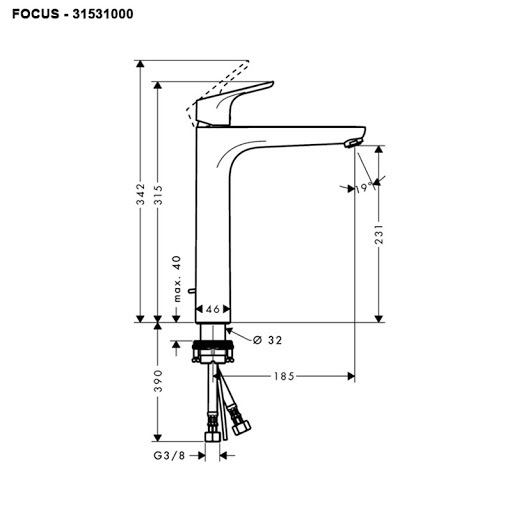 [Trả góp 0%]Vòi lavabo Hansgrohe Focus 230 31531000
