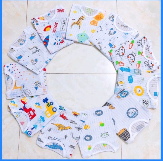 ( COMBO)2Bộ chỉ với 59k coton giấy cho bé trai bé gái