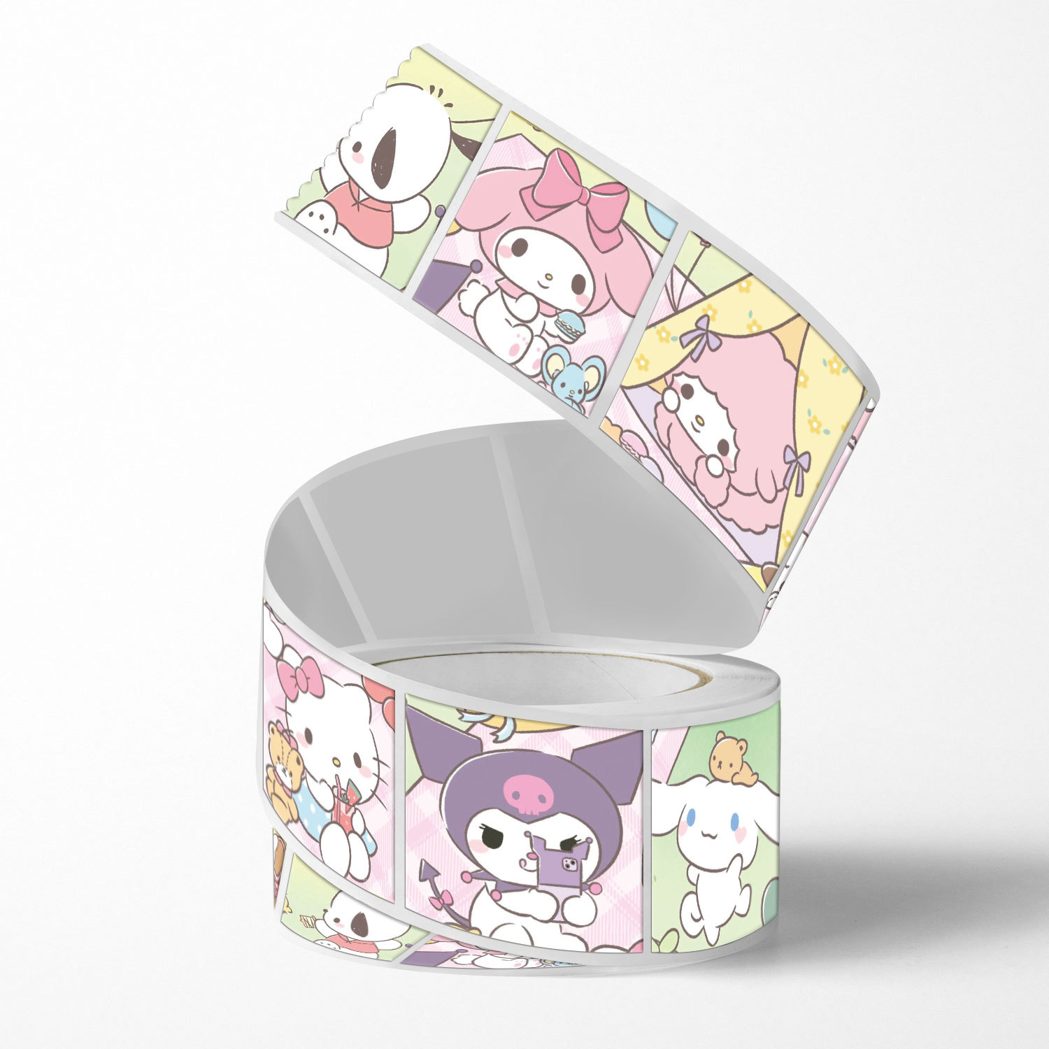 Cuộn 500 tem Sticker vuông Sanrio dễ thương - 2cm
