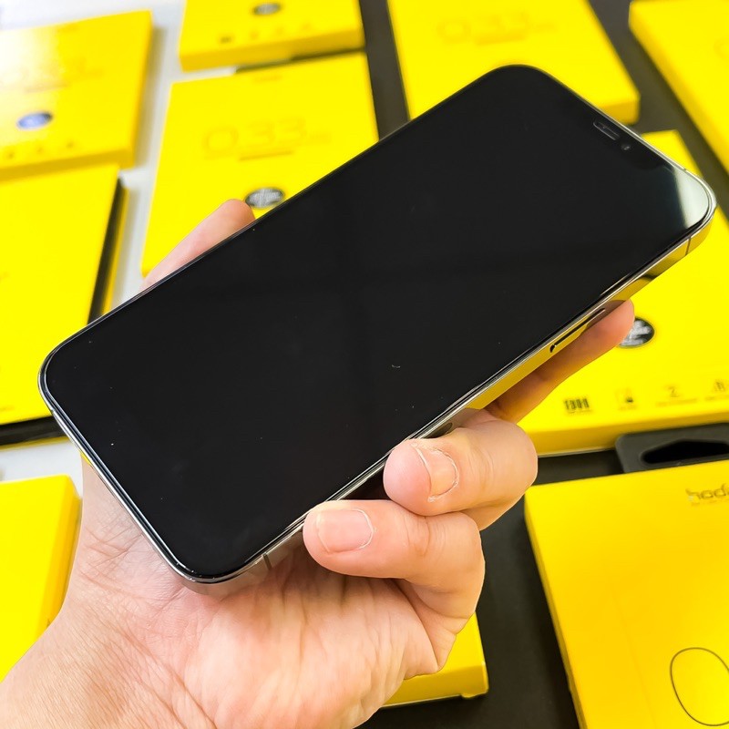 Cường lực siu mỏng Hoda 0.33 mm có khuôn dán iPhone 15 pro max 13 pro max/13 pro 12 pro/ ip 12/ 12 pro max