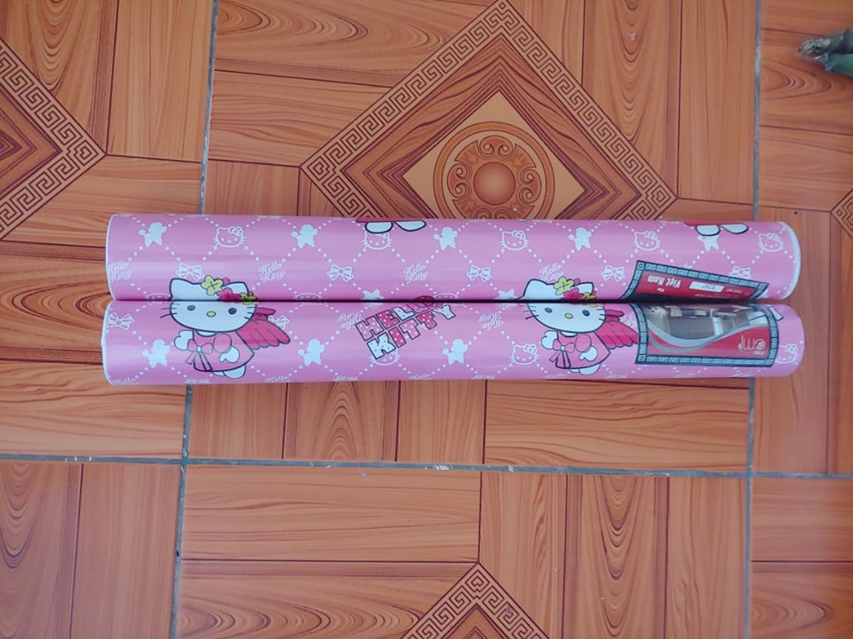 Giấy Dán Tường Kitty Hồng (Dài 10m, Rộng 45cm)