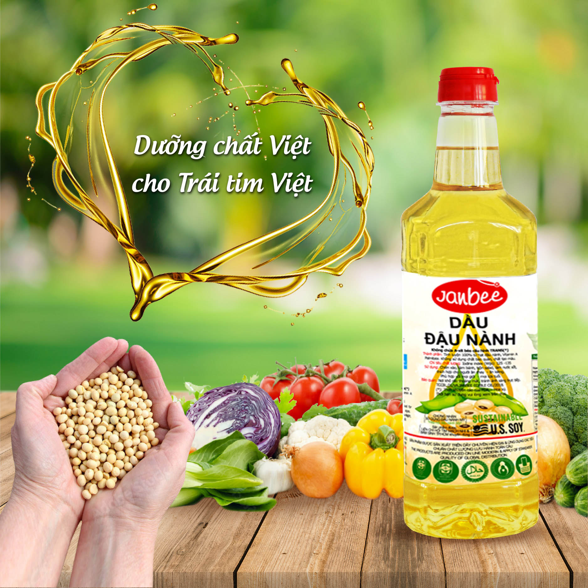 Combo 3 Chai Dầu Đậu Nành Janbee 1L