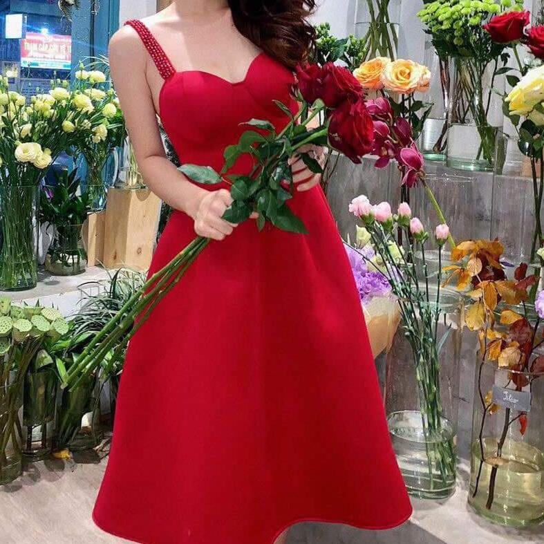đầm xòe cúp kết hạt