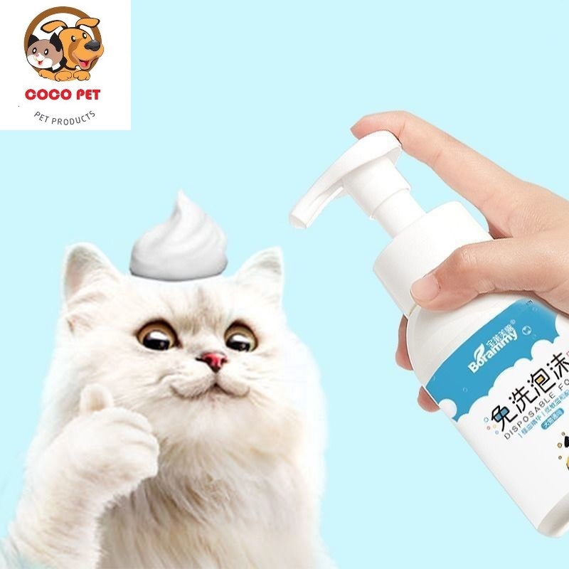 Sữa Tắm Khô Cho Chó mèo Bọt Tắm Khô Borammy 400ml Tiện Dụng Không Cần Nước