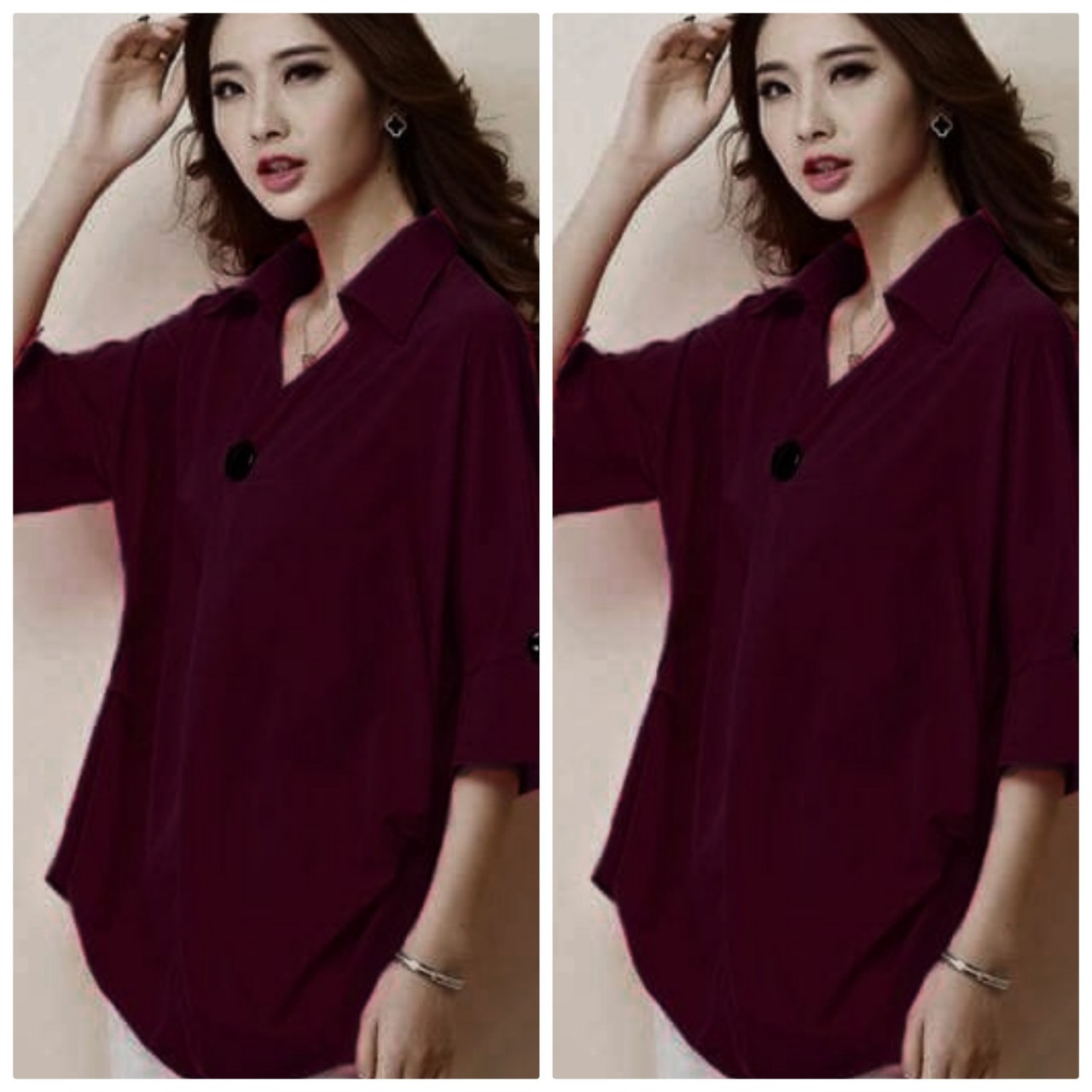ÁO SƠ MI FORM RỘNG PHỐI NÚT NGOCTRANSHOP - NT1013