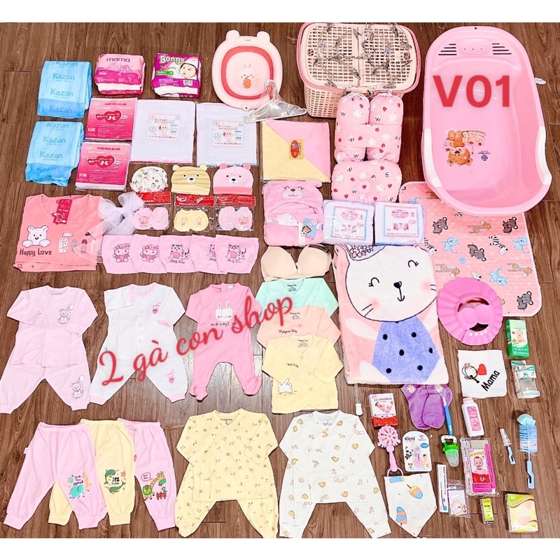 Combo đi sinh cho mẹ và bé V01, trọn gói sơ sinh đầy đủ 2Gaconshop