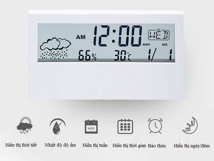 Đồng Hồ  Để Bàn Led Điện Tử Có Đèn Siêu Xinh