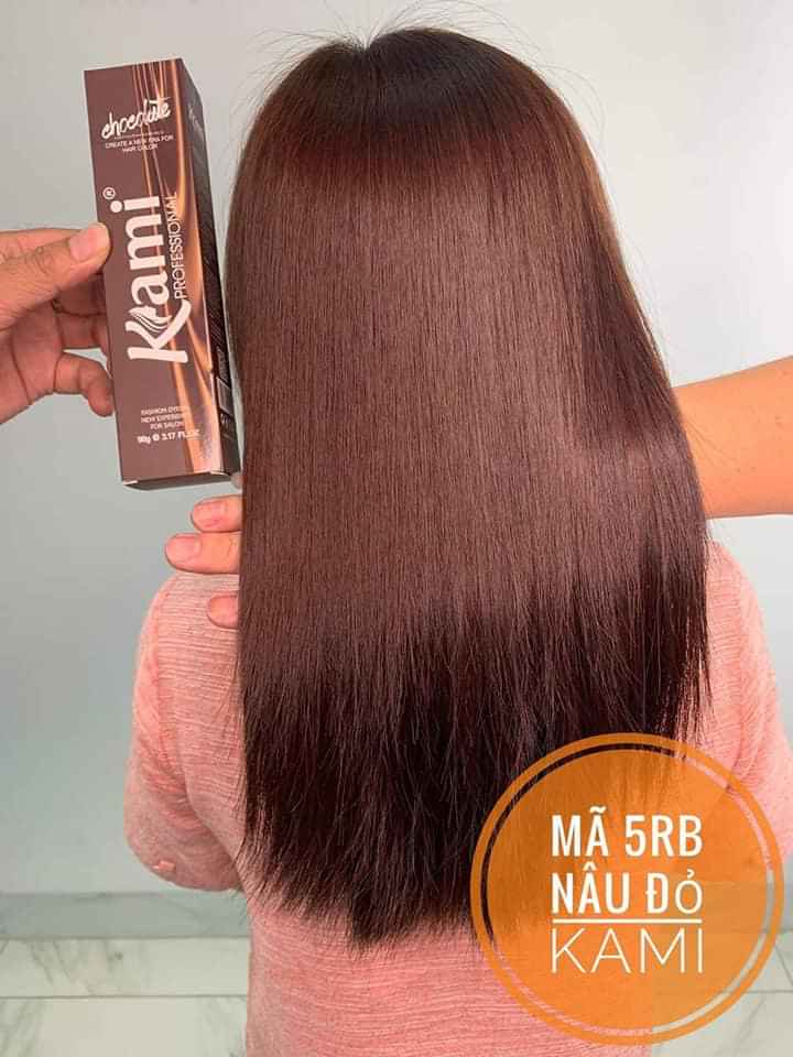 kem nhuộm phủ bạc màu nâu đỏ (kèm oxi và găng tay)