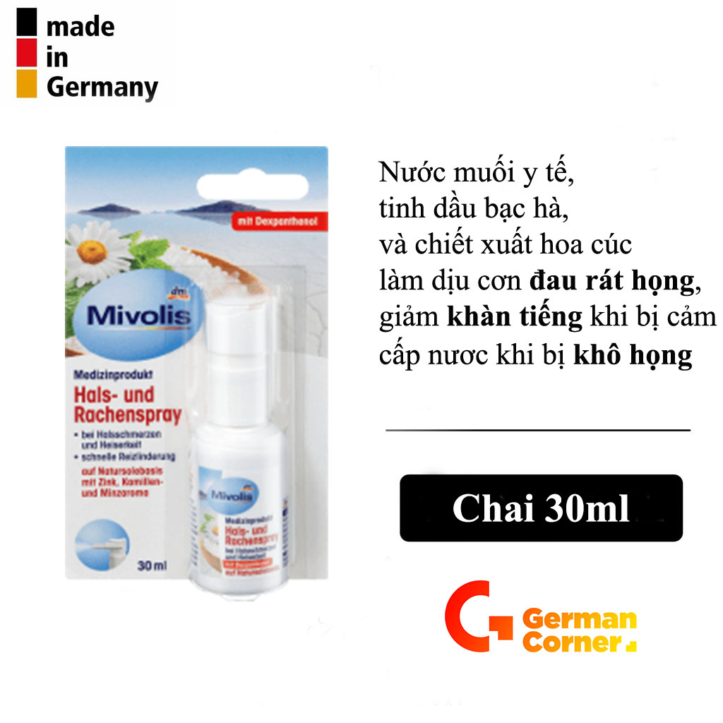 Xịt giảm đau họng và khàn tiếng mivolis đức - german corner hàng đức nội địa