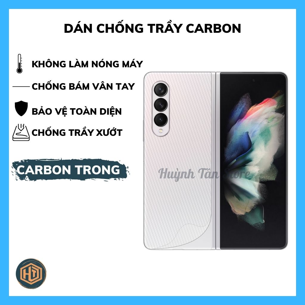 Miếng dán decal carbon mặt sau samsung z fold 3, z fold 4 chống trầy mặt lưng, chống bám vân tay