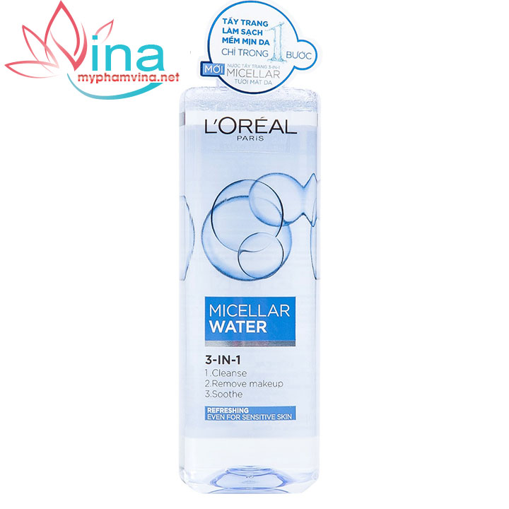 [HCM]NƯỚC TẨY TRANG TƯƠI MÁT LOREAL 3-IN-1 DÀNH CHO DA DẦU & DA HỖN HỢP 400ML