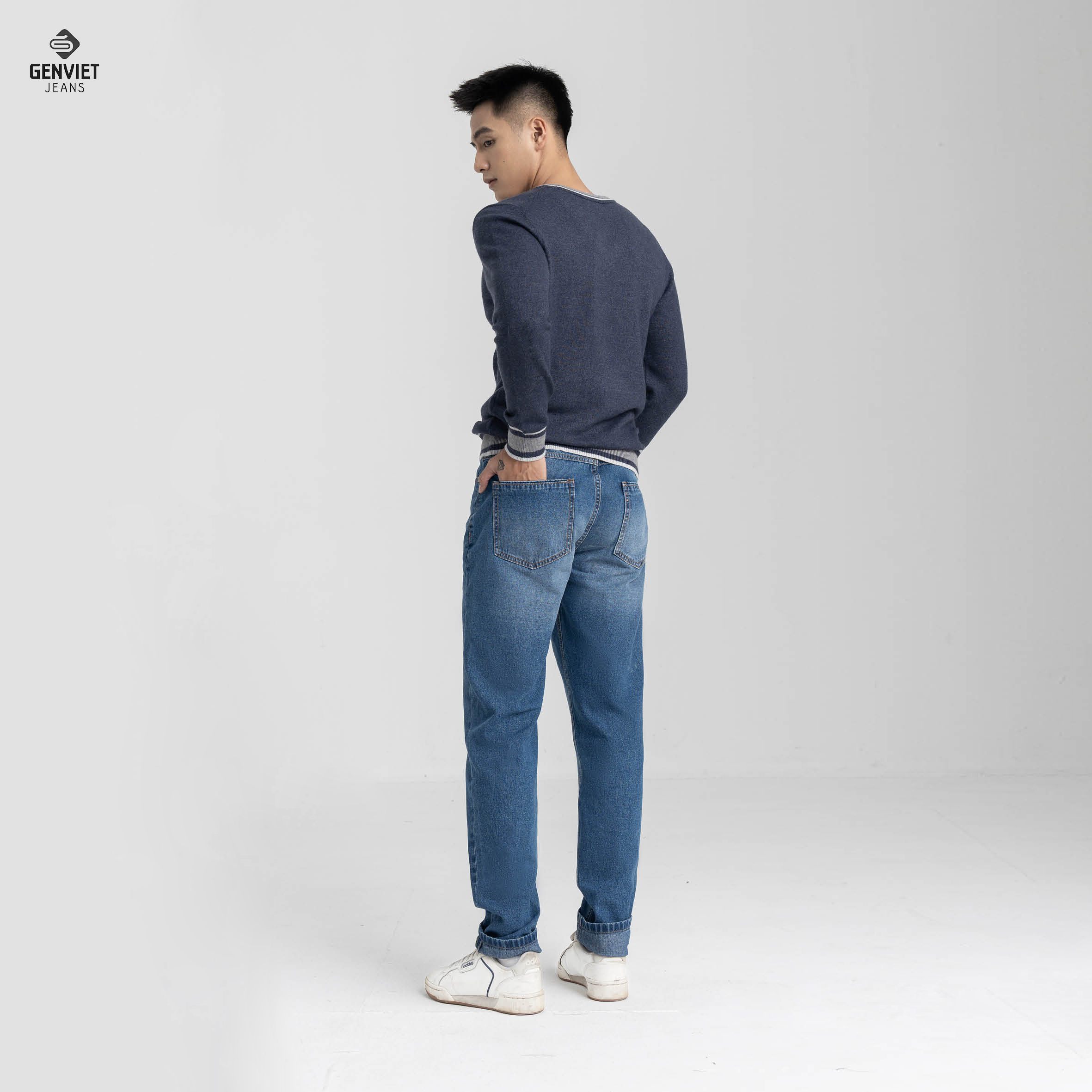 Quần Jeans Nam GENVIET JEANS Quần Bò Denim Col Thụng T1104J8013